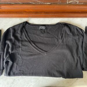 New York & Company Charcoal Knit Top